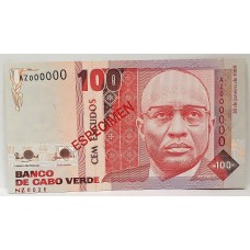 CAPE VERDE 1989 . ONE HUNDRED 100 ESCUDOS .  SPECIMEN BANKNOTE 